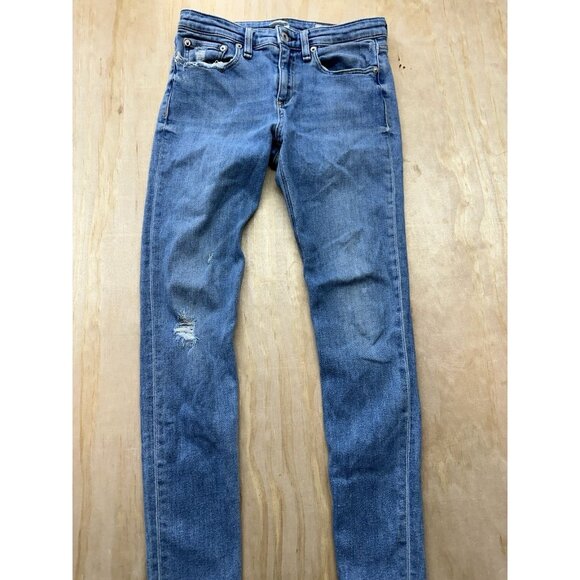 Rag & Bone Cate Mid Rise Jeans Sz 26 Light Wash Distressed Raw Hem Skinny - Picture 1 of 8